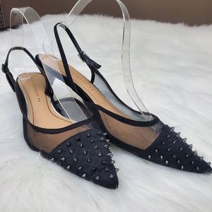 Zara sling back kitten heel mules with spikes!! NEVER WORN!